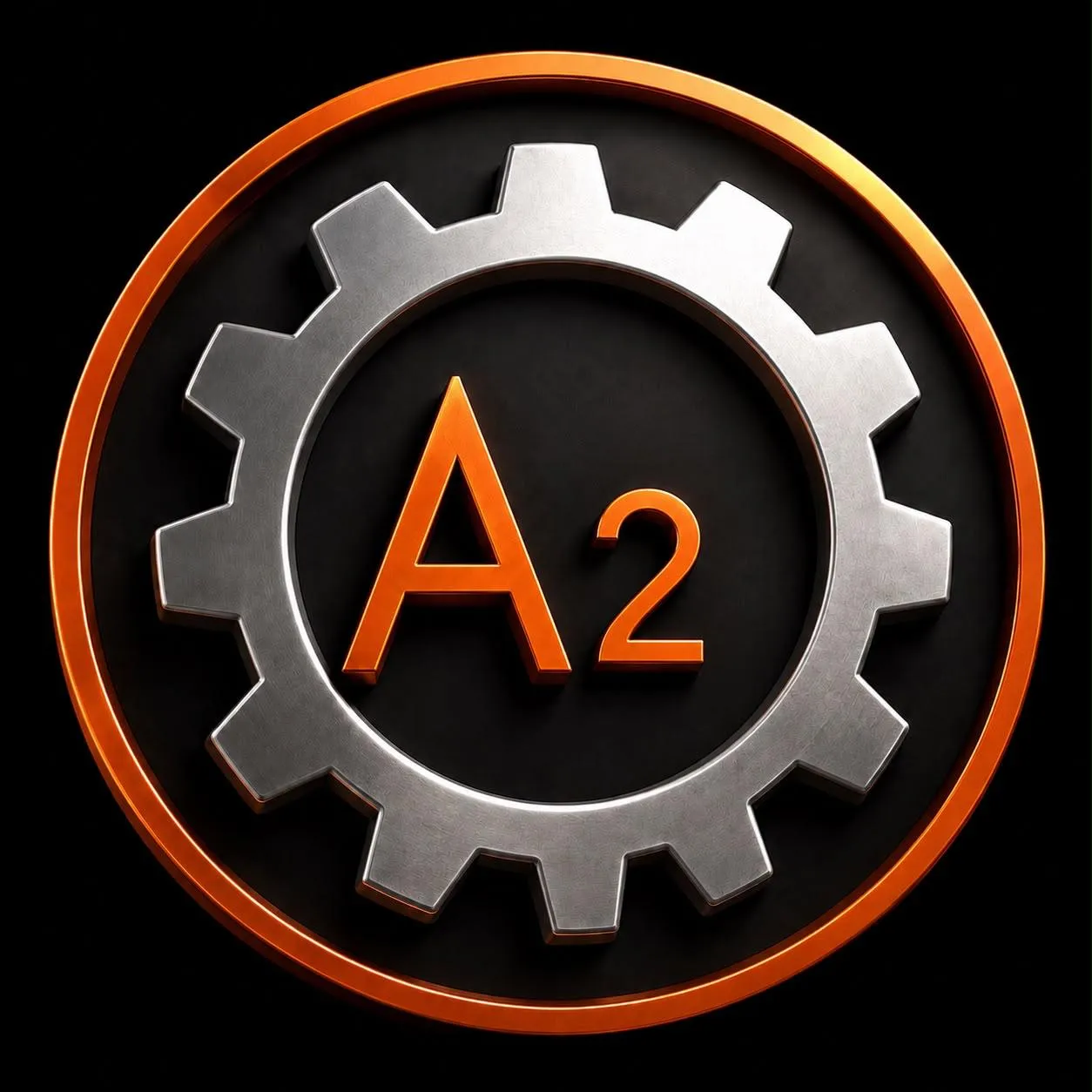 Logo A2 — engrenagem com A2 em laranja